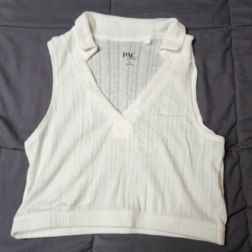 PacSun White Collared Crop Top